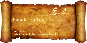 Ebert Lőrinc névjegykártya